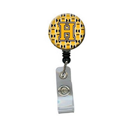 Carolines Treasures Letter H Football Black, Old Gold and White Retractable Badge Reel CJ1080-HBR